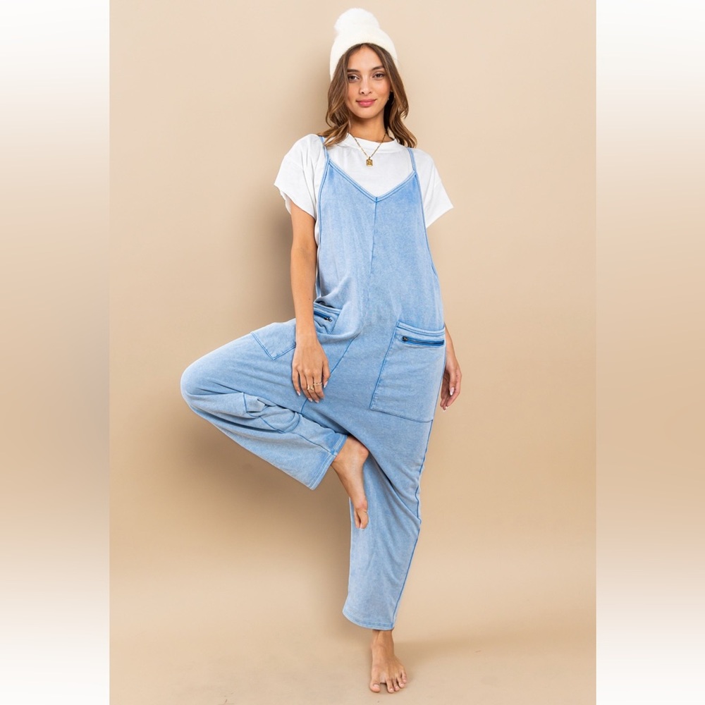 07 Mineral Washed French Terry Harem Jumpsuit - Picture 2 of 7